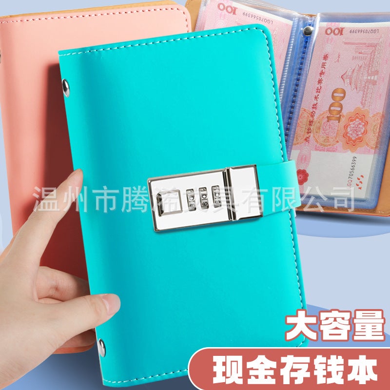 Cash Combination Lock Deposit Book Paper Money Collection Bill Collection Purse Paper Money Bookkeeping Book - Image 2
